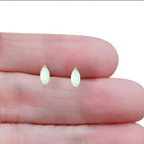 Art Deco Marquise Created Opal Solid 925 Sterling Silver (6.5mm)