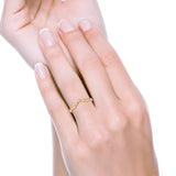 Curved Art Deco 4mm Band Ring Round Eternity Simulated CZ 925 Sterling Silver