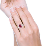 Solitaire Teardrop Simulated Cubic Zirconia Wedding Ring 925 Sterling Silver Center Stone-(8mmx6mm)