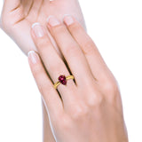 Solitaire Teardrop Simulated Cubic Zirconia Wedding Ring 925 Sterling Silver Center Stone-(8mmx6mm)