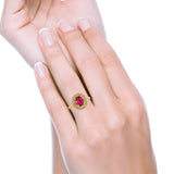 Art Deco Wedding Ring Oval Cut Solid Simulated Cubic Zirconia 925 Sterling Silver