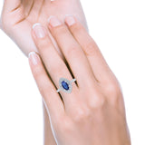 Halo Art Deco Marquise Wedding Bridal Ring Round Simulated Cubic Zirconia 925 Sterling Silver