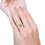 Art Deco Emerald Cut Wedding Bridal Ring Round Simulated Cubic Zirconia 925 Sterling Silver