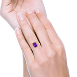 Emerald Cut Art Deco Halo Wedding Bridal Engagement Ring Round Simulated Cubic Zirconia 925 Sterling Silver