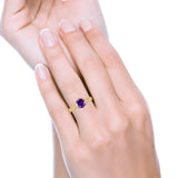 Art Deco Round Simulated CZ Engagement Ring in 925 Sterling Silver