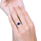 Art Deco Round Simulated CZ Engagement Ring in 925 Sterling Silver