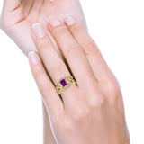 Three Piece Infinity Shank Cushion Cut Art Deco Halo Engagement Ring Round Simulated Cubic Zirconia 925 Sterling Silver