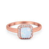 Halo Engagement Ring Simulated Cubic Zirconia 925 Sterling Silver