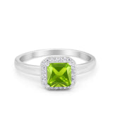 Halo Engagement Ring Simulated Cubic Zirconia 925 Sterling Silver