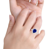 Halo Teardrop Wedding Ring Pear Simulated Cubic Zirconia 925 Sterling Silver