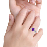 Two Piece Wedding Ring Band Round Simulated Cubic Zirconia 925 Sterling Silver