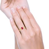 Fashion Heart Ring Oval Simulated Cubic Zirconia 925 Sterling Silver