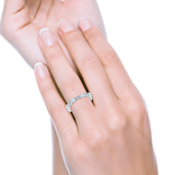 Full Eternity Stackable Band Ring Oval Created Opal 925 Sterling Silver