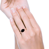 Petite Dainty Oval Promise Ring Band Rhodium Plated 925 Sterling Silver (8mm)