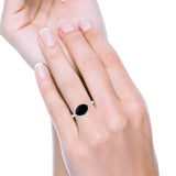 Petite Dainty Oval Promise Ring Band Rhodium Plated 925 Sterling Silver (8mm)