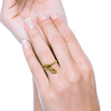 Snake Ring Oxidized Band Solid Simulated Garnet Cubic Zirconia 925 Sterling Silver (17mm)