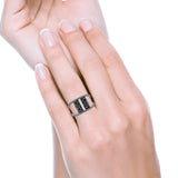 Flowers Ring Oxidized Band Solid 925 Sterling Silver Thumb Ring (11.6mm)