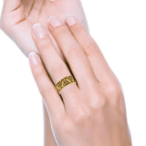Petite Dainty Celtic Band Oxidized Ring Solid 925 Sterling Silver (7.8mm)