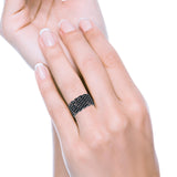Weave Ring Oxidized Band Solid 925 Sterling Silver Thumb Ring (13mm)