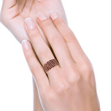 Weave Ring Oxidized Band Solid 925 Sterling Silver Thumb Ring (13mm)