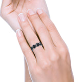 Crescent Moon & Stars Ring Oxidized Band Solid 925 Sterling Silver Thumb Ring (7mm)