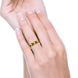 Crescent Moon & Stars Ring Oxidized Band Solid 925 Sterling Silver Thumb Ring (7mm)