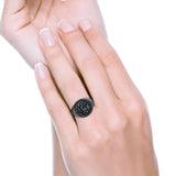 Lion Ring Oxidized Band Solid 925 Sterling Silver Thumb Ring (17mm)