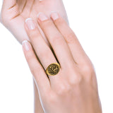 Lion Ring Oxidized Band Solid 925 Sterling Silver Thumb Ring (17mm)