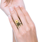 Octopus Ring Oxidized Band Solid 925 Sterling Silver Thumb Ring (30mm)