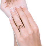 Dainty Smiling Frog Petite Filigree Animal Custom Oxidized Band Solid 925 Sterling Silver Thumb Ring (12.1mm)