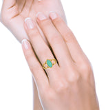 Solitaire Marquise Halo Wedding Engagement Ring Simulated Cubic Zirconia 925 Sterling Silver