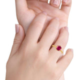 Flower Solitaire Wedding Ring Simulated Cubic Zirconia 925 Sterling Silver
