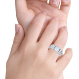 Two Piece Ring Band Bridal Round Simulated Cubic Zirconia 925 Sterling Silver