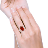 Teardrop Cocktail Engagement Ring Pear Simulated Cubic Zirconia 925 Sterling Silver