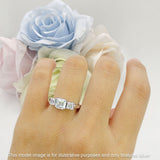 Asscher Cut Engagement Ring Three Stone Cubic Zirconia 925 Sterling Silver