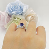 Round Engagement Ring Split Shank Lab Alexandrite 925 Sterling Silver