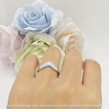 8mm Contour Curved V-Band Vintage Pear Teardrop Chevron Ring Cubic Zirconia 925 Sterling Silver