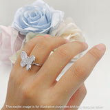 Butterfly Cluster Ring Sparkling Crystal Baguette Cubic Zirconia 925 Sterling Silver