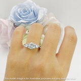 Three Stone Round Pear Teardrop Cubic Zirconia Trilogy Engagement Ring 925 Sterling Silver