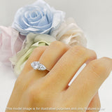 Three Stone Round Pear Teardrop Cubic Zirconia Trilogy Engagement Ring 925 Sterling Silver