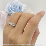 Chevron Ring Curve Crown Stacking Band Oval Cubic Zirconia 925 Sterling Silver