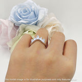 Chevron Ring Curve Crown Stacking Band Oval Cubic Zirconia 925 Sterling Silver