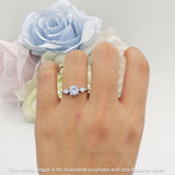 Three Stone Ring Kite Shape Accent Round Cubic Zirconia 925 Sterling Silver