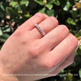 Full Eternity 3mm Emerald Cut & Round Cubic Zirconia Wedding Band 925 Sterling Silver