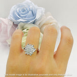 Flower Engagement Ring Cocktail Cubic Zirconia 925 Sterling Silver