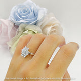 Flower Engagement Ring Cocktail Cubic Zirconia 925 Sterling Silver
