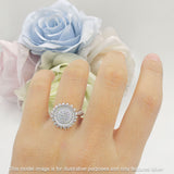 Sunflower Hammered Design Engagement Ring Cubic Zirconia 925 Sterling Silver