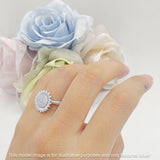 Sunflower Hammered Design Engagement Ring Cubic Zirconia 925 Sterling Silver