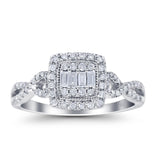 14K Gold 0.35ct Square 9mm G SI Diamond Twisted Band Engagement Wedding Ring