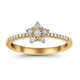 14K Gold 0.09ct Round 6mm G SI Diamond Flower Fashion Promise Ring Engagement Wedding Ring